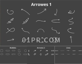 Pr图形模板 65组手绘动画指示箭头线条语音气泡圆圈元素 Pr素材
